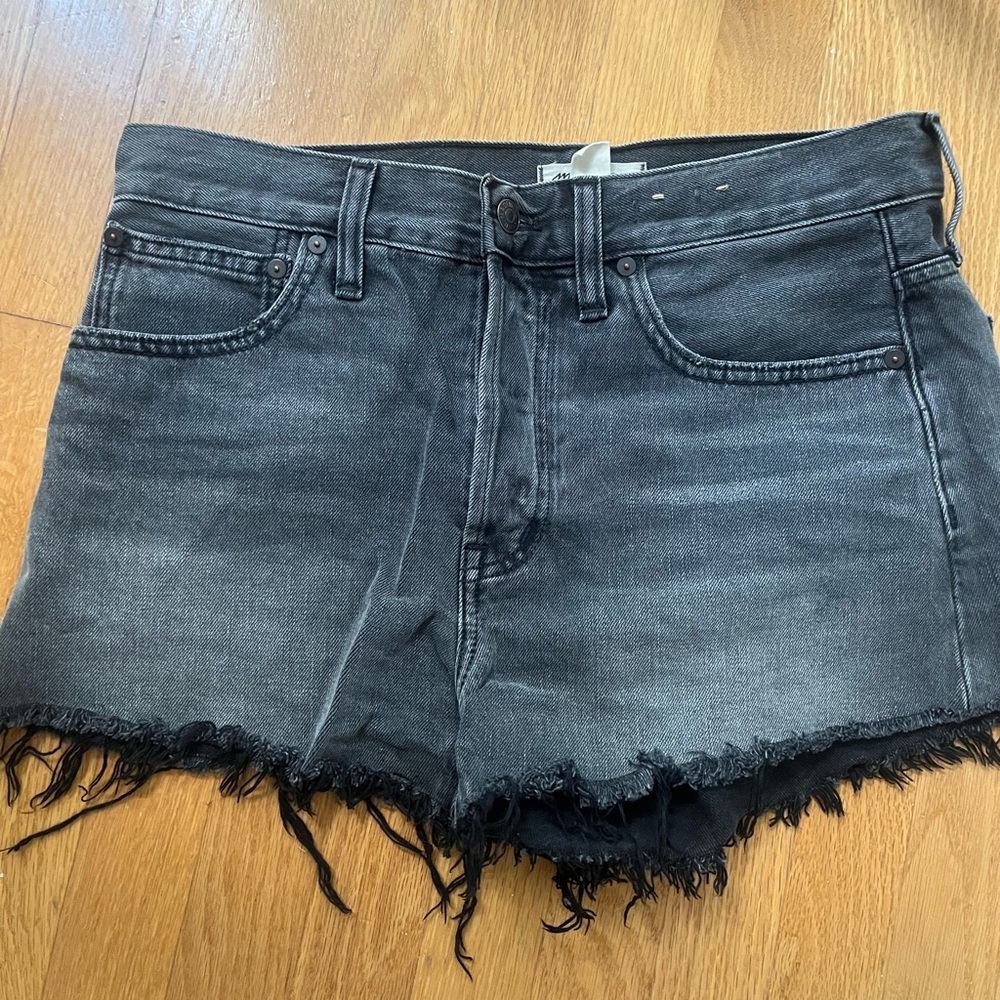 Madewell Black Jean Shorts Frayed Hem Distressed